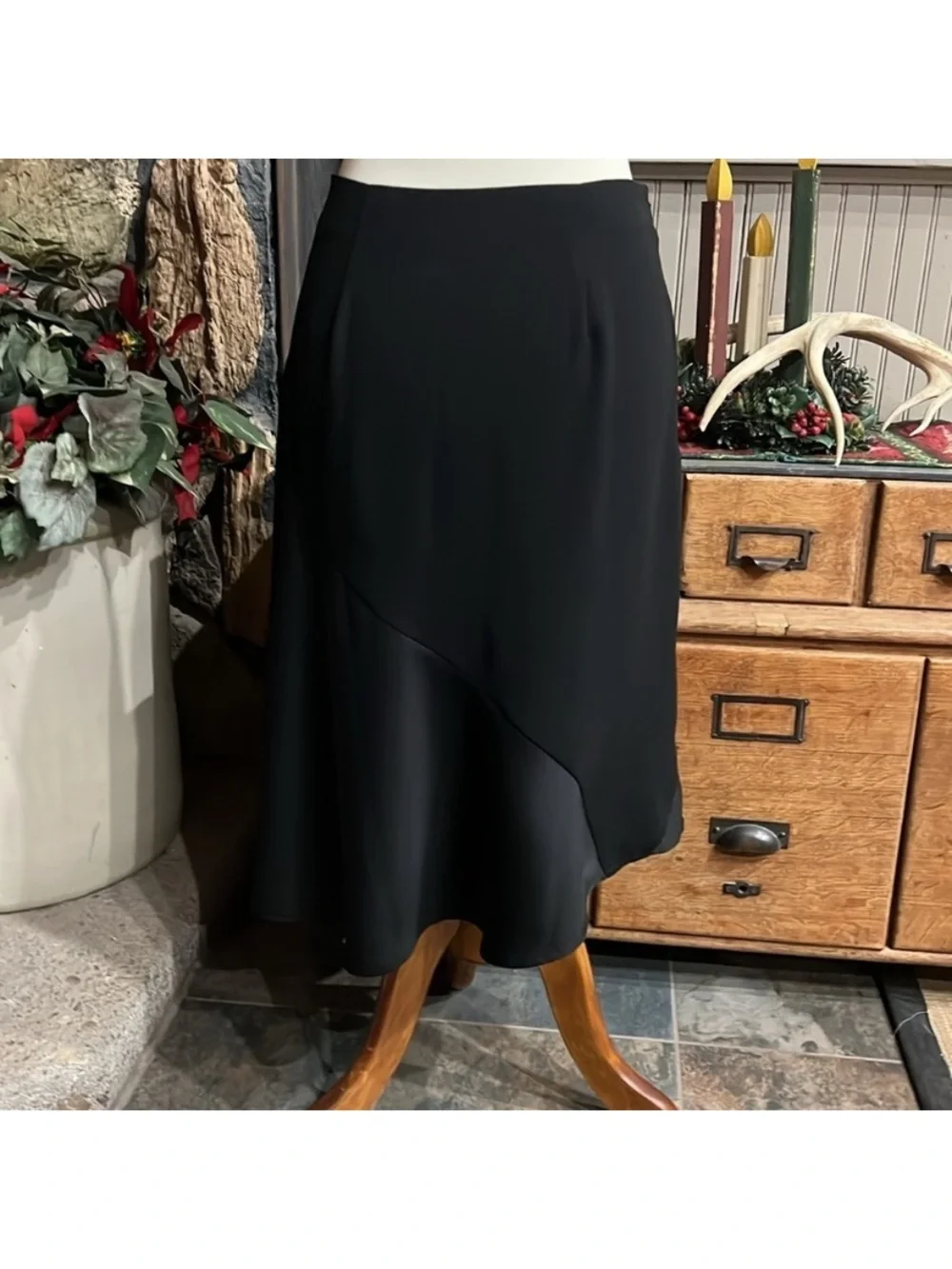 Elegant Black Asymmetric A-Line Skirt